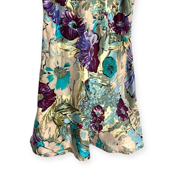 Vintage Partners Mervyns 100% Silk Floral Mini V Neck Slip Dress Women's Size M - Picture 4 of 6